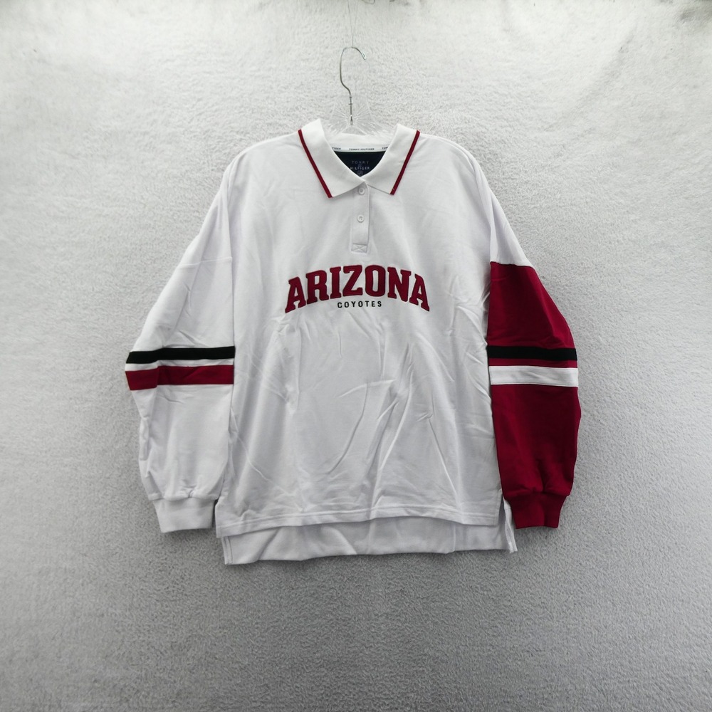 Tommy Hilfiger Shirt Womens Small Arizona Coyotes White‎ Long Sleeve Polo NHL